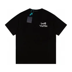 Premium Louis Vuitton Kurzarm Weißer Baumwollstil