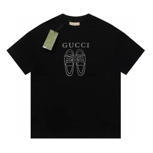 Premium Gucci Kurzarmhemd aus weißer Baumwolle im Logo-Stil