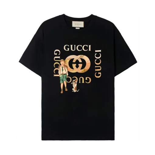 Premium Gucci Kurzarm Weiß Baumwolle Casual Luxury