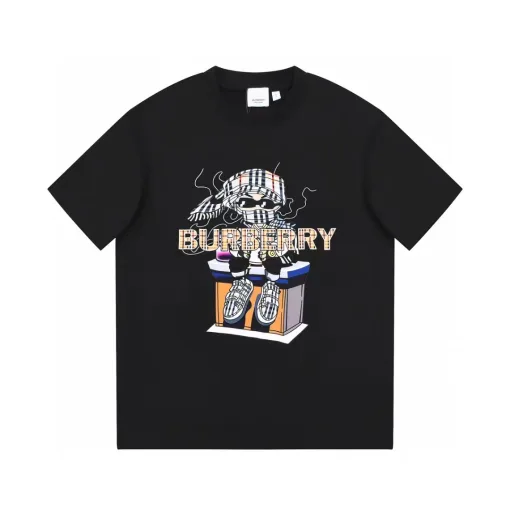 Hochwertige Burberry Kurzarm Weiß Klassischer Stil