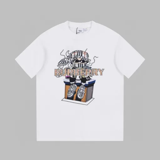 Premium Qualität Burberry Kurzarm Weiß Polyester Klassischer Stil