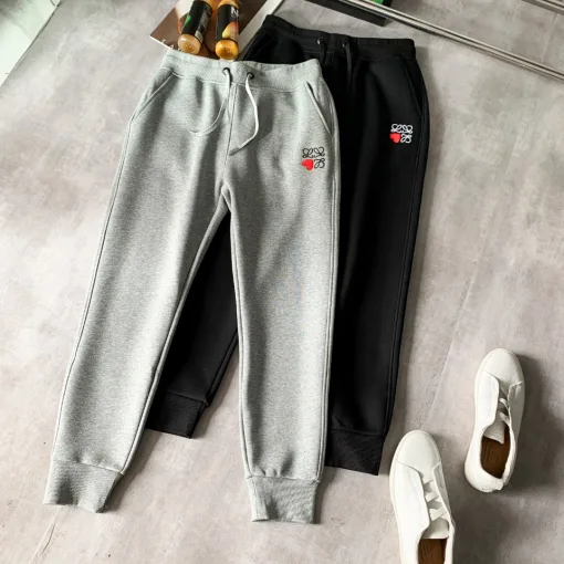 Hochwertige Loewe Hose Silber Fleece Casual Luxury