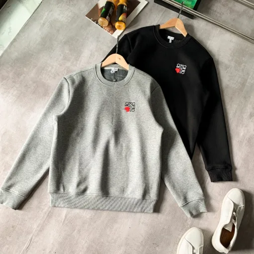 Luxus Loewe Sweatshirts Grau Fleece Logo Style
