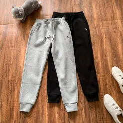 Premium Ralph Lauren Jogginghose Silber Fleece Retro Luxus