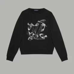 Premium Louis Vuitton Langarm Schwarz Baumwolle Luxus