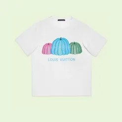 Hochwertige Louis Vuitton Kurzarm Schwarz Baumwolle Logo Luxus