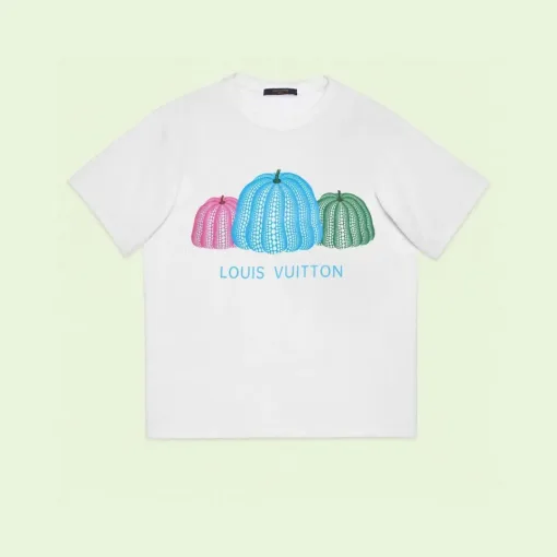 Hochwertige Louis Vuitton Kurzarm Schwarz Baumwolle Logo Luxus