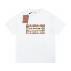 Premium Burberry Kurzarmhemd aus gewaschener Baumwolle in Weiß