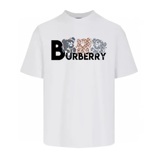 Premium Burberry Kurzarm Weiß Baumwolle Gewaschen Luxus