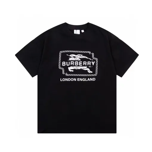 Hochwertige Burberry Kurzarm Schwarz Monogramm Luxus