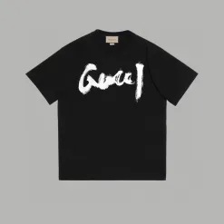 Luxus Gucci Kurzarm Schwarz Baumwolle Luxus