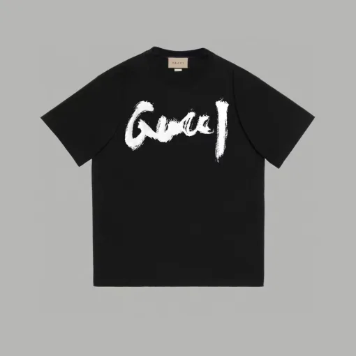Luxus Gucci Kurzarm Schwarz Baumwolle Luxus
