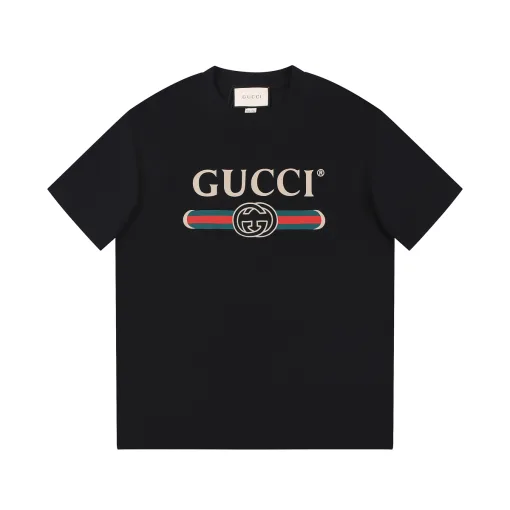 Bestseller der Gucci-Kollektion mit kurzen Ärmeln und schwarzem Print