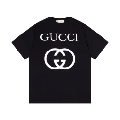 Premium Qualität Gucci Kurzarm Schwarz Baumwolle Übergroß Luxus