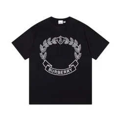 Premium Burberry Kurzarm Schwarz Baumwolle Klassisch Luxus