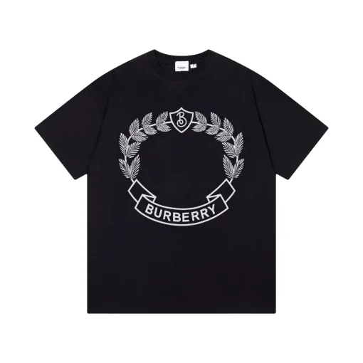 Premium Burberry Kurzarm Schwarz Baumwolle Klassisch Luxus