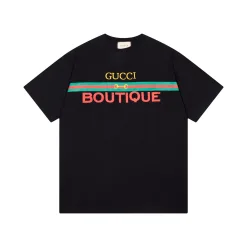 Hochwertiger Gucci-Kurzarm-Baumwoll-Print in Schwarz