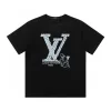 Hochwertiges Louis Vuitton Kurzarm-Logo-Shirt aus schwarzer Baumwolle