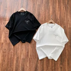 Bestseller Prada Kurzarm Schwarz Baumwolle Minimalist Kollektion