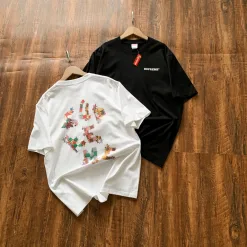 Meistverkaufte Supreme Kurzarm Weiß Baumwolle Patchwork Stil