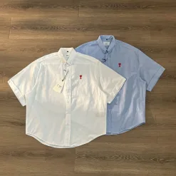 Premium Qualität Ami Kurzarm Rot Baumwolle Casual Kollektion