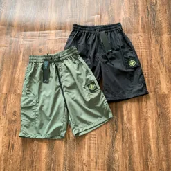 Hochwertige Stone Island Shorts Grün Baumwolle Klassisch Luxus