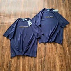 Luxus Ralph Lauren Kurzarm Blau Baumwolle Retro Luxus