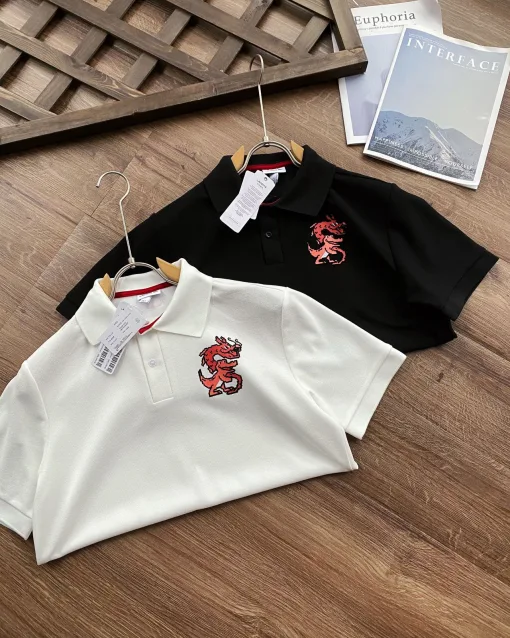 Luxus Lacoste Kurzarm Rot Baumwolle Casual Style