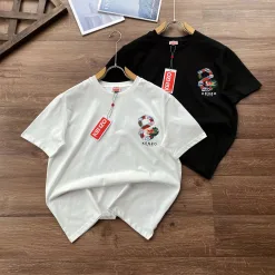 Bestseller Kenzo Kurzarm Schwarz Baumwolle Bestickt Stil