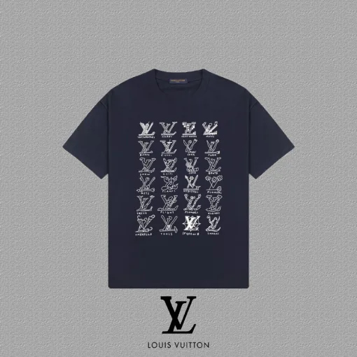 Premium Qualität Louis Vuitton Kurzarm Baumwolle Druck Luxus