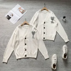 Premium Qualität Ami Coats Silver Knit Classic Kollektion