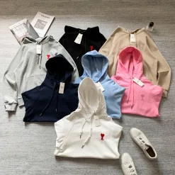 Premium Ami Hoodie Rot Baumwolle Classic Collection