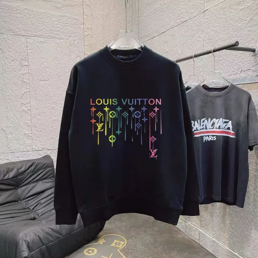 Luxus Louis Vuitton Sweatshirts Schwarz Monogramm Stil