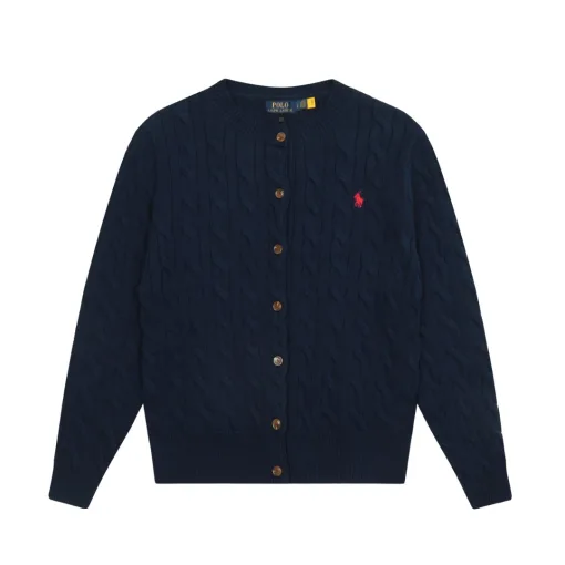 Premium Ralph Lauren Jacken Schwarzer Strick Solid Style