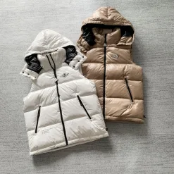 Premium Qualität Moncler Weste Weiß Nylon Monogramm Luxus