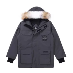 Premium Canada Goose Daunenjacken Graue Polyester-Stickerei-Kollektion