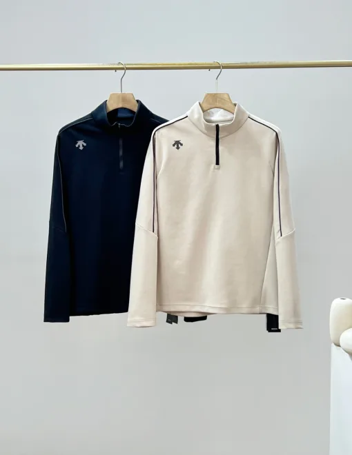 Premium Qualität Descente Langarm Schwarz Strick Klassischer Stil