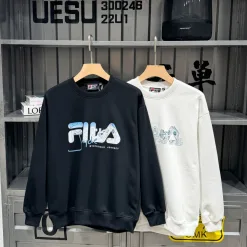 Hochwertige Fila Sweatshirts aus schwarzer Baumwolle, atmungsaktive Kollektion