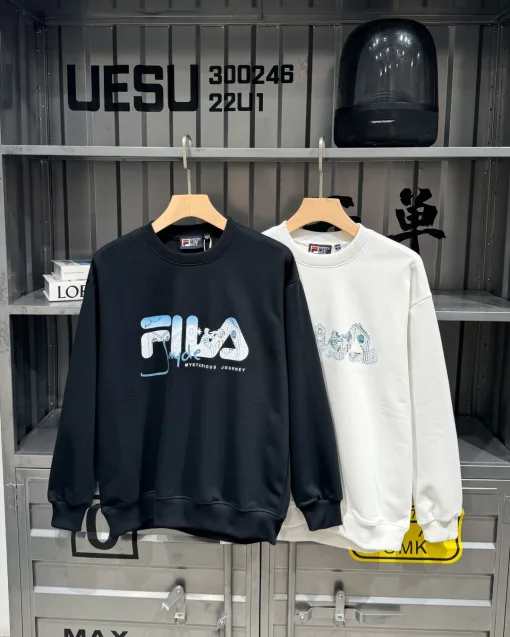 Hochwertige Fila Sweatshirts aus schwarzer Baumwolle, atmungsaktive Kollektion