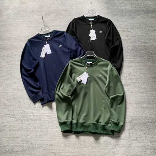 Luxus Lacoste Langarm Grün Baumwolle Classic Luxury
