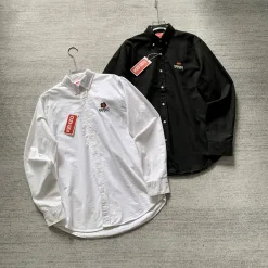 Premium Kenzo Langarmshirt aus schwarzer Baumwolle mit Stickerei
