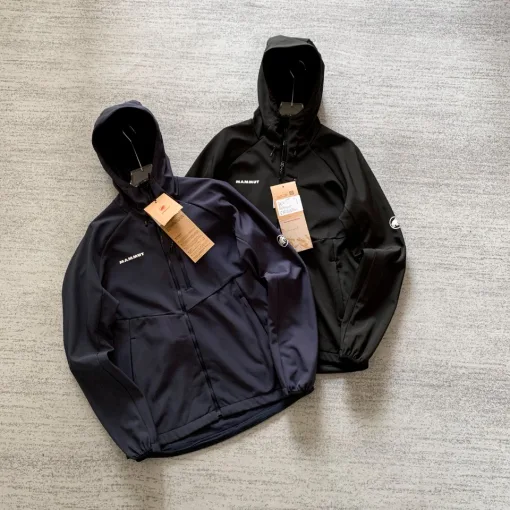 Hochwertiger Mammut Coat Black Fleece Urban Collection