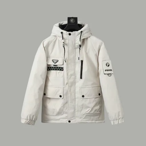 Premium Prada Jacken Weiß Polyester Patchwork Luxus