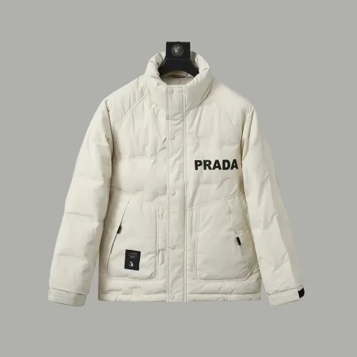 Hochwertige Prada-Jacken im weißen Polyester-Stil