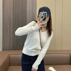Premium Ralph Lauren Pullover Schwarzer Strick Einfarbig