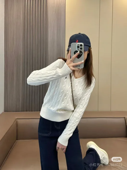 Premium Ralph Lauren Pullover Schwarzer Strick Einfarbig