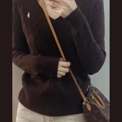 Luxus Ralph Lauren Pullover Schwarz Strick Solid Style