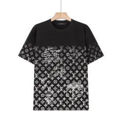 Hochwertiger Louis Vuitton Kurzarm-Seiden-Monogramm-Stil