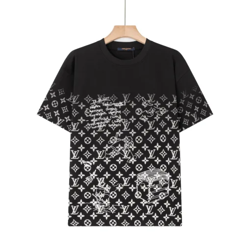 Hochwertiger Louis Vuitton Kurzarm-Seiden-Monogramm-Stil
