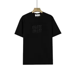 Luxus Miu Miu Kurzarm Baumwolle Logo Luxus